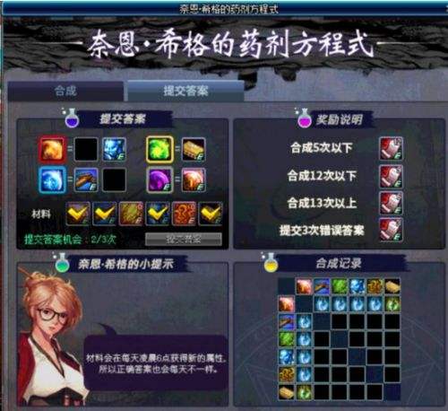 DNF药剂方程式答案大全