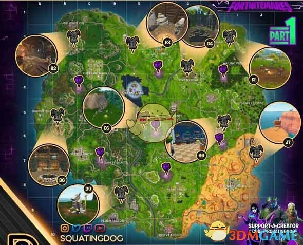 《堡垒之夜》夜魇挑战石像位置预览