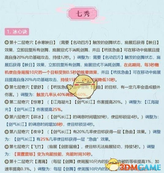 《剑网3》10月29日全门派技改介绍