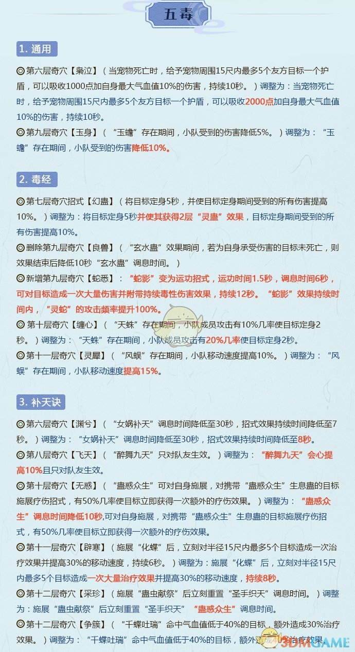 《剑网3》2月18日全门派技改详细解读