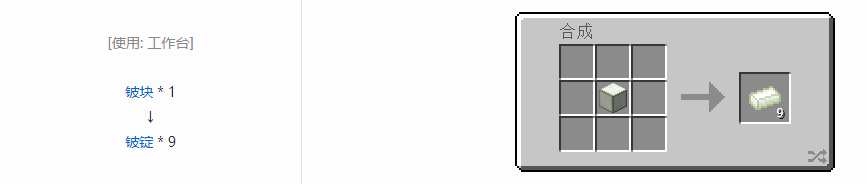 我的世界核电工艺锭合成表大全