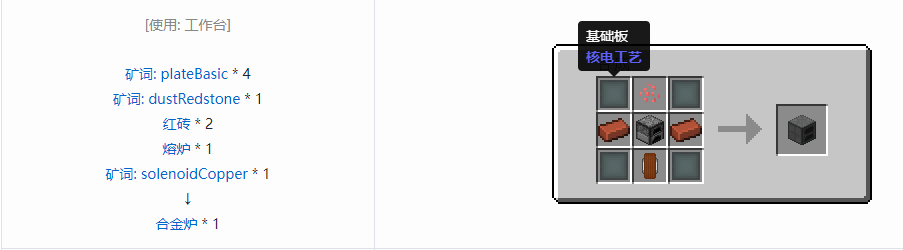 我的世界核电工艺加工机器合成表大全