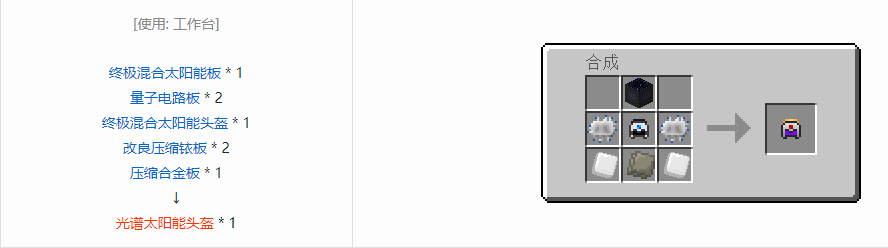 我的世界工业升级装备合成表大全