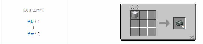 我的世界科技复兴锭合成表大全