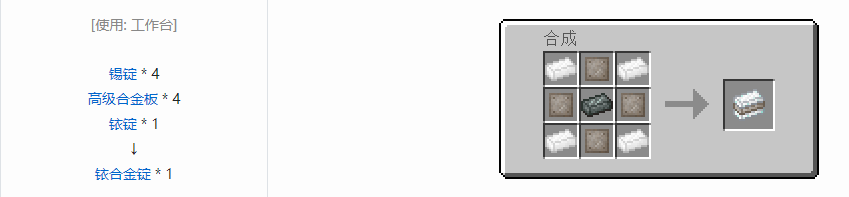 我的世界科技复兴锭合成表大全