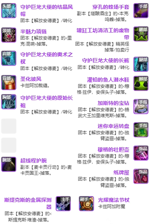 魔兽世界11.1全职业毕业装备推荐