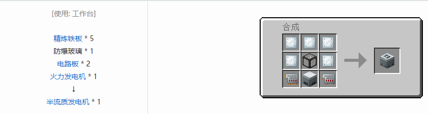 我的世界科技复兴发电设备合成表大全