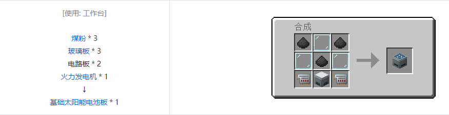 我的世界科技复兴发电设备合成表大全