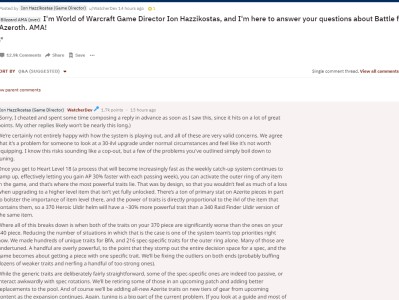 《魔兽世界》游戏总监正面回答玩家对争霸艾泽拉斯的众多不满