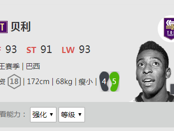 《FIFA online4》贝利详细数据一览