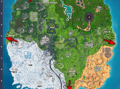 《堡垒之夜》S8第二周岛屿最北最南最东最西位置攻略
