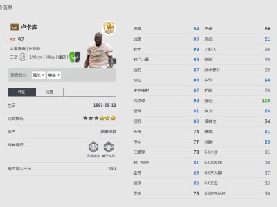 《FIFA online4》卢卡库球员信息