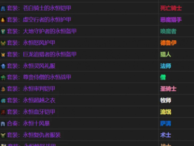 魔兽世界二十周年纪念活动可兑换物品清单