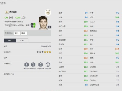 《FIFA online4》杰拉德球员信息