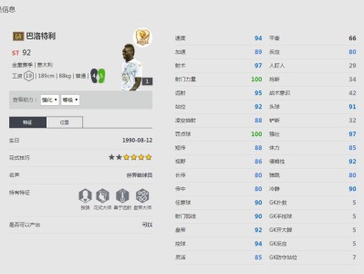《FIFA online4》巴洛特利球员信息